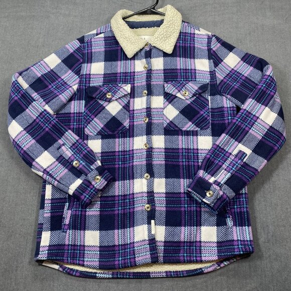Soho Threads Plaid Sherpa-Lined Button-Up Jacket Pockets  Womens Size Medium - Picture 1 of 9